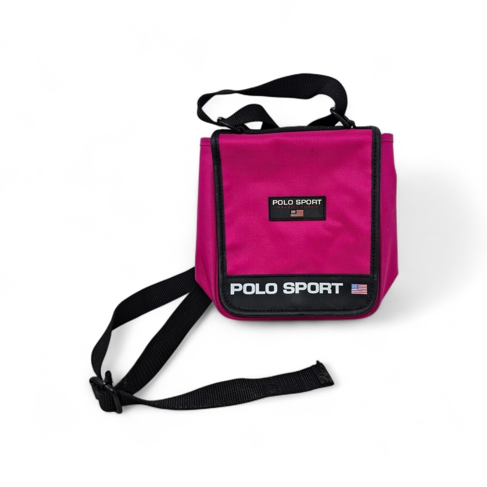 Vintage Polo Sport Ralph Lauren Crossbody Bag Hot Pink Nylon Mini Messenger 90s